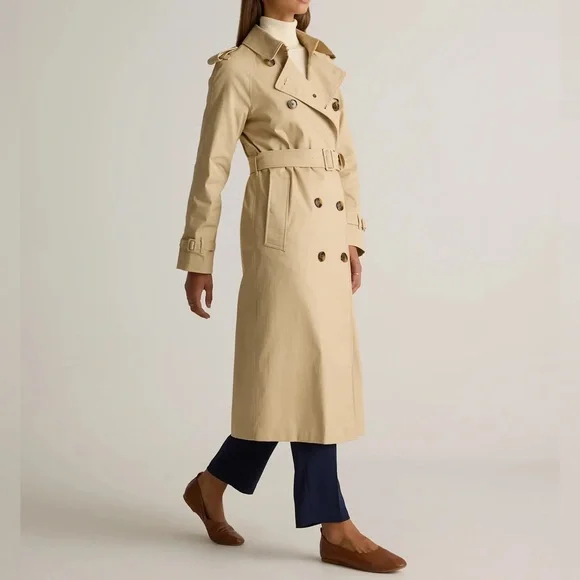 BRAND NEW Quince Beige Double-Breasted Trench Coat in XL - Picture 2 of 12